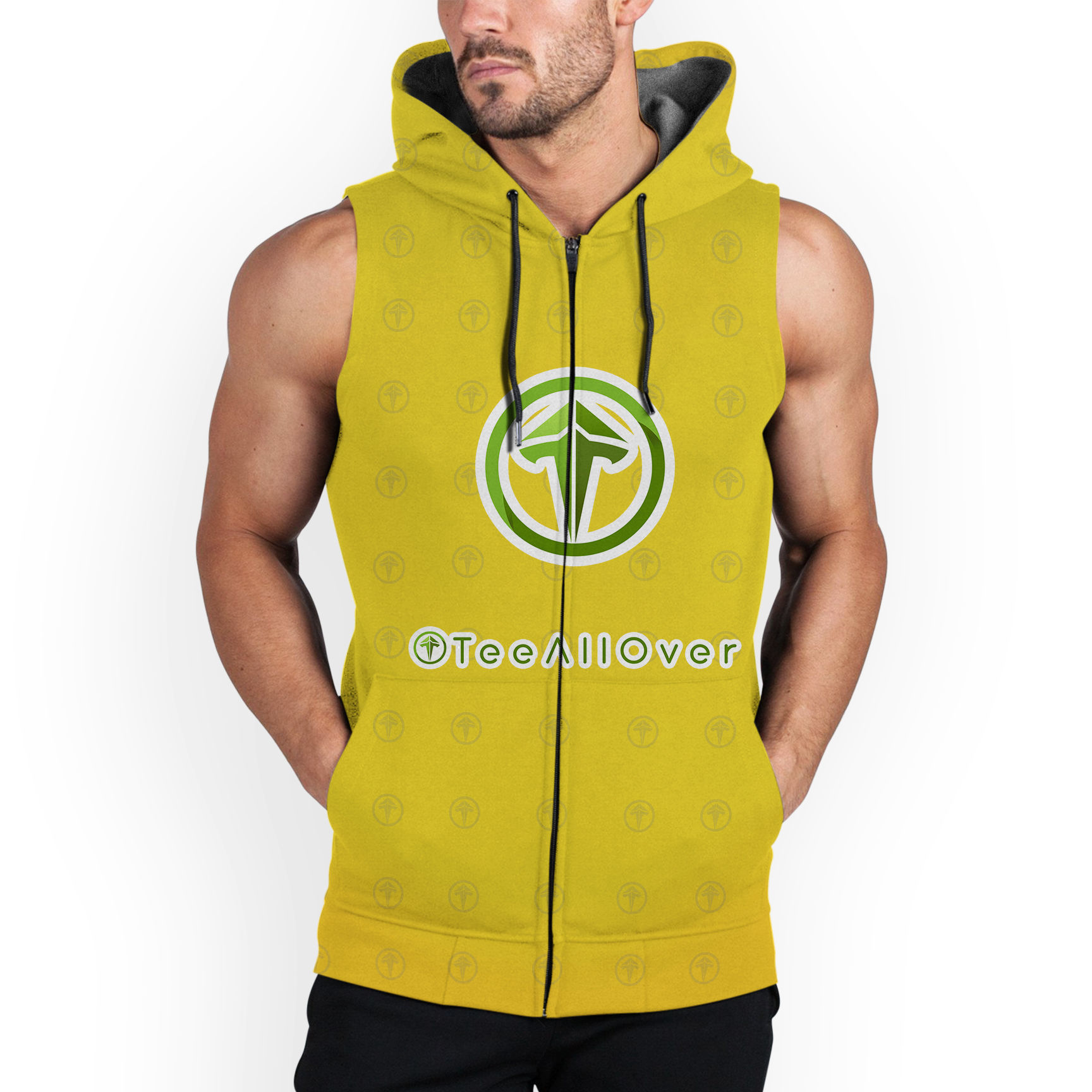 SLEEVELESS ZIP UP HOODIE 3D TeeAllover Pro